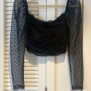 H&M Black Polka dot crop top